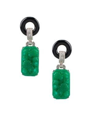 Kenneth Jay Lane Crystal Carved Drop Earrings