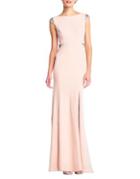 Adrianna Papell Cap-sleeve Knit Crepe Mermaid Gown