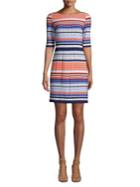 Eliza J Printed Quarter-sleeve Jersey Mini Dress