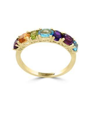 Effy Mosaic Amethyst, Topaz, Citrine, Rhodolite, Peridot And 14k Yellow Gold Ring