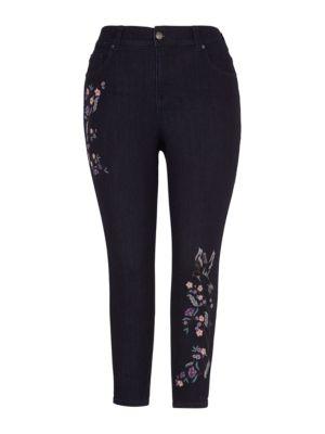 Melissa Mccarthy Seven7 Plus Embroidered Solid Jeans