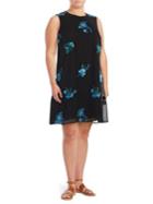 Calvin Klein Plus Embroidered Floral Overlay Dress