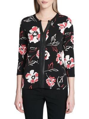 Calvin Klein Floral Three-quarter Sleeve Top