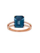 Lord & Taylor Diamond, London Blue Topaz & 14k Rose-gold Ring