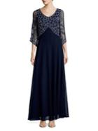 J Kara Plus Embelllished Empire Waist Gown