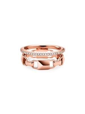 Michael Kors Mercer Link 14k Rose Gold-plated Double Barrel Ring
