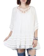 California Moonrise Caged Neck Tiered Tunic