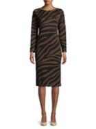 Weekend Max Mara Long Sleeve Zebra-print Sheath Dress