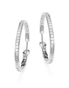 Crislu Cubic Zirconia And Sterling Silver Hoop Earrings, 1.25 In