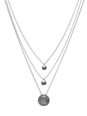 Lucky Brand Malibu Glamping Silvertone Layered Pendant Necklace