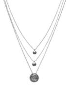 Lucky Brand Malibu Glamping Silvertone Layered Pendant Necklace