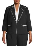 Albert Nipon Plus Jewel Neck Trimmed Blazer