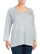 Vince Camuto Plus Striped Long-sleeve Top