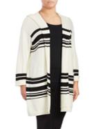 Vince Camuto Plus Striped Open-front Cardigan
