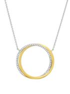 Crislu Dia Link 18k Gold And Platinum Finished Silver Roll Necklace