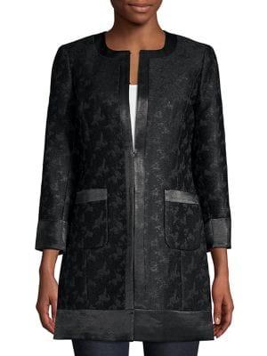 Karl Lagerfeld Paris Satin Trim Topper Jacket