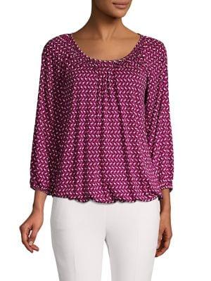 Michael Michael Kors Petite Graphic Diamond Pleated Top