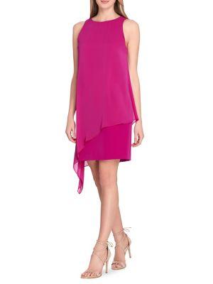 Tahari Arthur S. Levine Sleeveless Crepe Overlay Sheath Dress