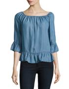Beach Lunch Lounge Chambray Off-the-shoulder Top