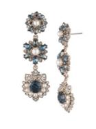 Marchesa Faux Pearl And Crystal Floral Linear Earrings
