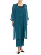 Brianna Plus Three-piece Sheer Kimono, Top And Pants