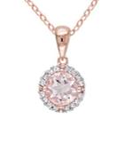 Sonatina Rose Goldplated, Morganite & 0.1 Tcw Diamond Halo Pendant Necklace