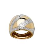 Lord & Taylor Gold Rush 14k Yellow Gold Asymmetrical Textured And Striped Dome Ring