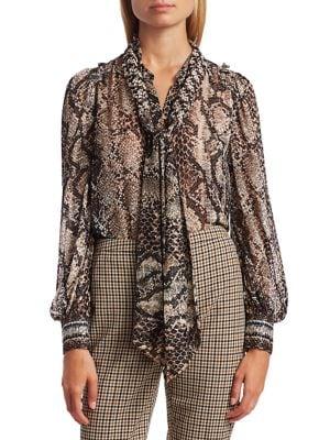 Elie Tahari Elizabeth Python-print Strech-silk Blouse