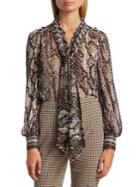 Elie Tahari Elizabeth Python-print Strech-silk Blouse