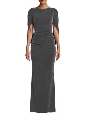 Betsy & Adam Draped Textured Gown