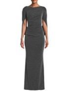 Betsy & Adam Draped Textured Gown