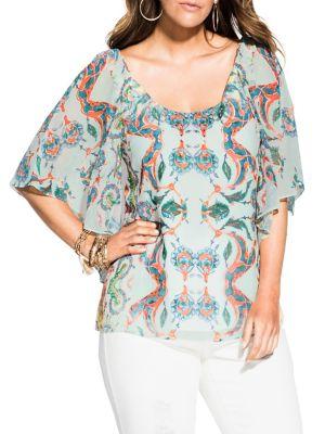City Chic Plus Bella Vacanza Casablanc Short Sleeve Top