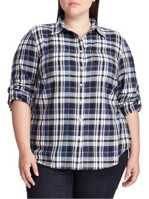Lauren Ralph Lauren Plus Straight-fit Cotton Twill Shirt