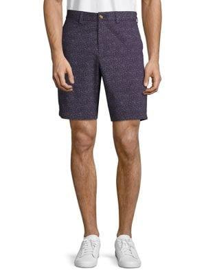 Black Brown Twill Floral Shorts