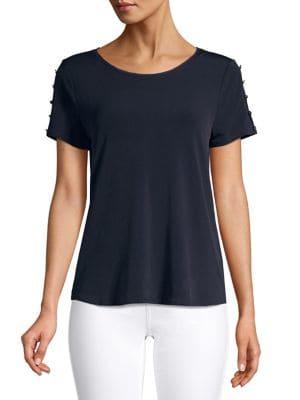 T Tahari Button-sleeve Tee