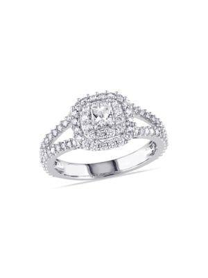 Sonatina 14k White Gold & Diamond Princess Cut Halo Engagement Ring