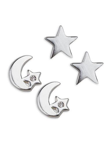 Lord & Taylor Sterling Silver Moon And Star Earrings Set