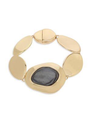 Robert Lee Morris Soho Gray Mood Goldtone Sculptural Disc Magnetic Bracelet