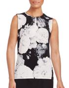 Calvin Klein Pleated Floral Shell