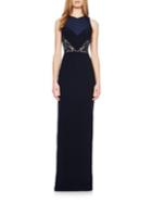 Theia Lace And Faille Sheath Gown