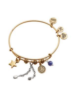 Alex And Ani Goldtone & Sodalite Godspeed Cluster Charm Bangle Bracelet