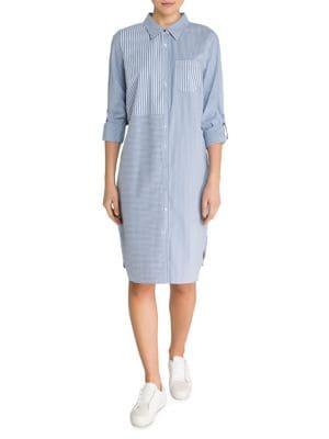 Olsen Patchwork Roll-tab Shirt Dress