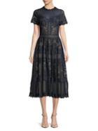 Tadashi Shoji Embroidered Lace Midi Dress