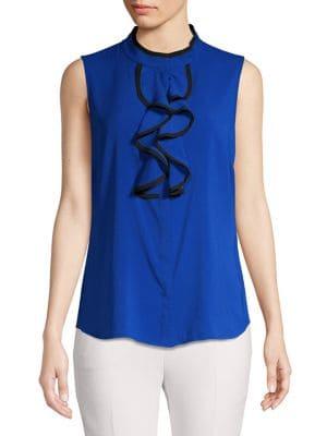 Calvin Klein Ruffle-front Highneck Blouse