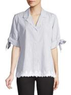 Karl Lagerfeld Paris Stripe Scallop-trimmed Button-down Shirt