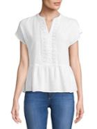 Lord & Taylor Petite Crochet-trimmed Top
