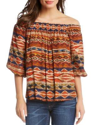Karen Kane Off-the-shoulder Diamond Striped Top
