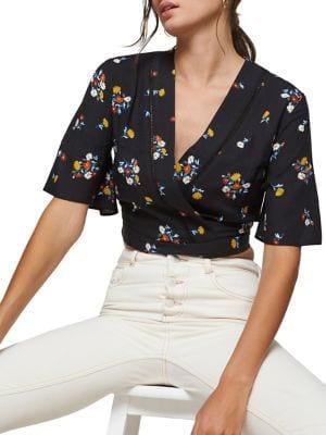 Miss Selfridge Floral Angel Sleeve Top