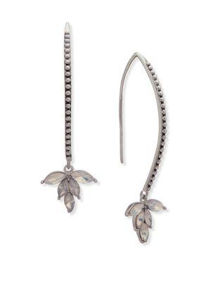 Jenny Packham White Opal And Crystal Cluster Threader Earrings