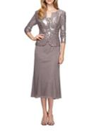 Alex Evenings 2-piece Sequined Popover Gown And Jacket